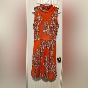 Nanette Lepore Orange Black Pleated Maxi Dress